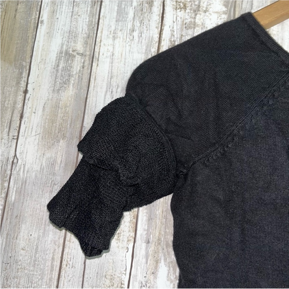 White House Black Market Black Tiered Sleeve Blouse - Picture 2 of 4